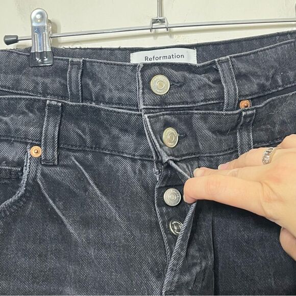 Reformation Cary Wide Leg Jeans Women’s 28 Faded Black High Rise Slouchy Chic - Picture 12 of 12